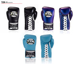 TFM TVL13 Professional Competitions MUAY THAI BOXING LACES UP GLOVES Cowhide Leather 10-12 oz 3 Colours
