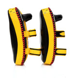 FAIRTEX KPLC2 CURVED MUAY THAI BOXING MMA KICK PADS Size Standard Cowhide Leather Black Yellow