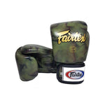 Fairtex BGV1 CAMOUFLAGE/GOLD MUAY THAI BOXING GLOVES Leather 8-10 oz